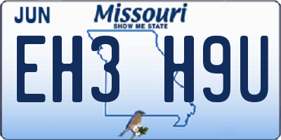 MO license plate EH3H9U