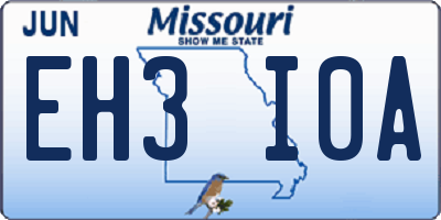 MO license plate EH3I0A