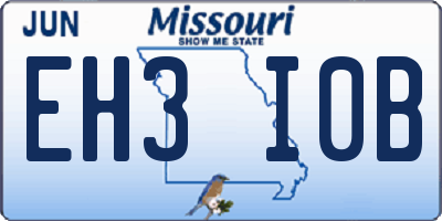 MO license plate EH3I0B
