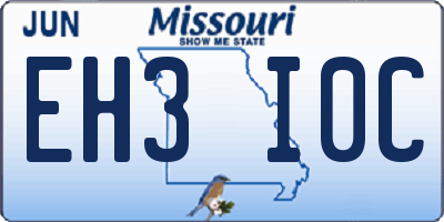 MO license plate EH3I0C