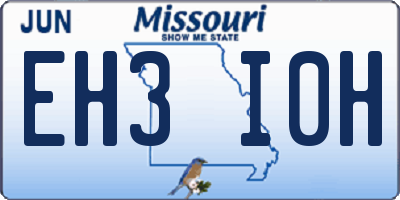 MO license plate EH3I0H