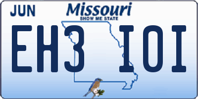 MO license plate EH3I0I