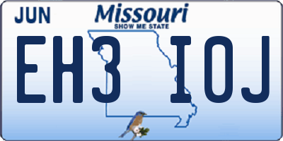 MO license plate EH3I0J