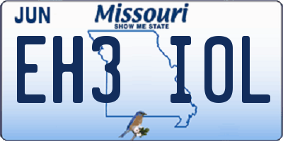 MO license plate EH3I0L
