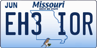 MO license plate EH3I0R