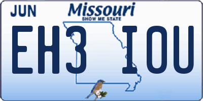 MO license plate EH3I0U