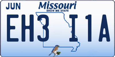 MO license plate EH3I1A
