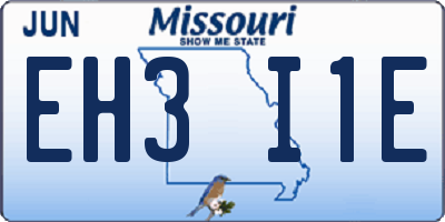 MO license plate EH3I1E