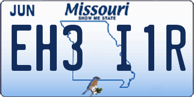 MO license plate EH3I1R