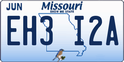 MO license plate EH3I2A