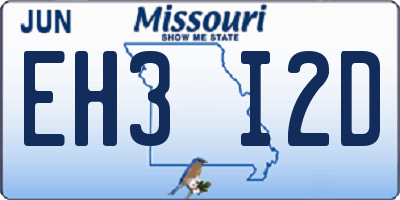 MO license plate EH3I2D