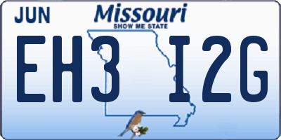 MO license plate EH3I2G