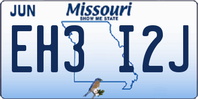 MO license plate EH3I2J