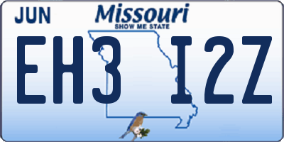 MO license plate EH3I2Z