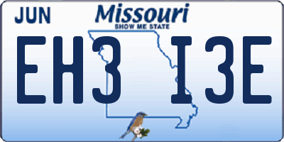 MO license plate EH3I3E