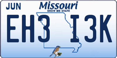 MO license plate EH3I3K