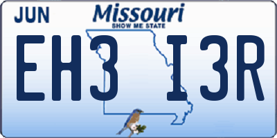 MO license plate EH3I3R