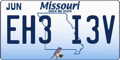 MO license plate EH3I3V