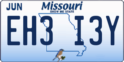MO license plate EH3I3Y