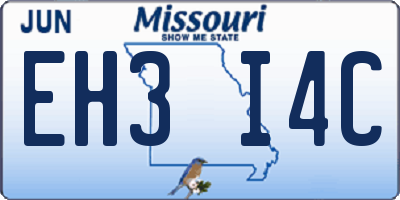 MO license plate EH3I4C