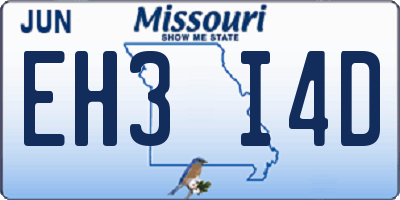 MO license plate EH3I4D