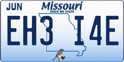MO license plate EH3I4E