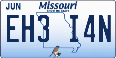 MO license plate EH3I4N