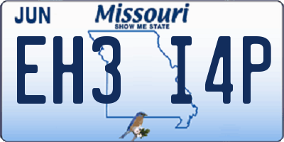 MO license plate EH3I4P