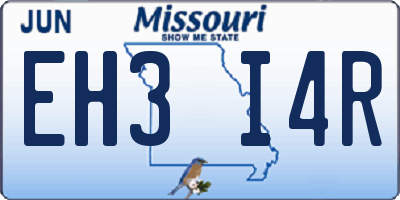 MO license plate EH3I4R