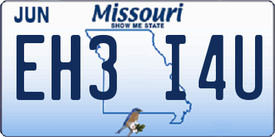 MO license plate EH3I4U