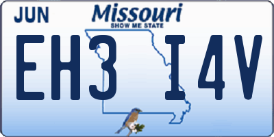 MO license plate EH3I4V