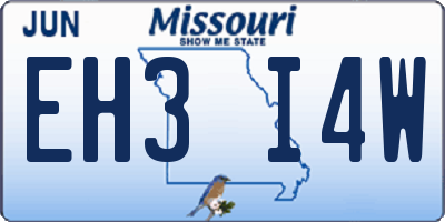 MO license plate EH3I4W