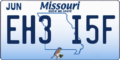 MO license plate EH3I5F