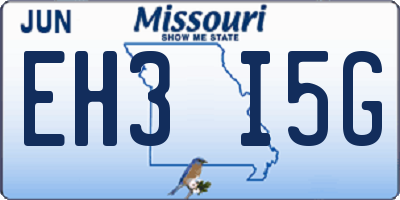 MO license plate EH3I5G