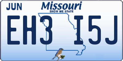 MO license plate EH3I5J