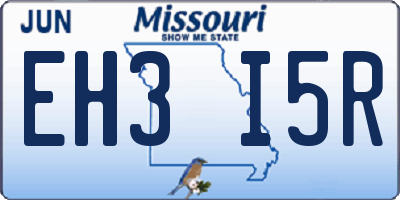 MO license plate EH3I5R