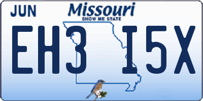 MO license plate EH3I5X