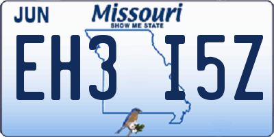 MO license plate EH3I5Z