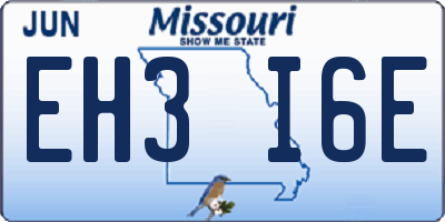 MO license plate EH3I6E