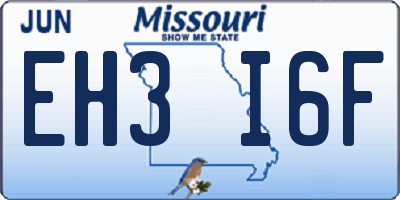 MO license plate EH3I6F