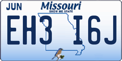 MO license plate EH3I6J