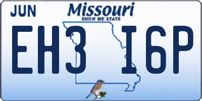 MO license plate EH3I6P