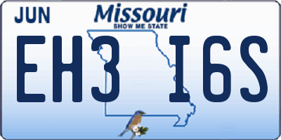 MO license plate EH3I6S