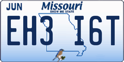 MO license plate EH3I6T