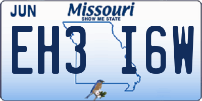 MO license plate EH3I6W