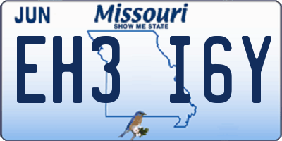 MO license plate EH3I6Y