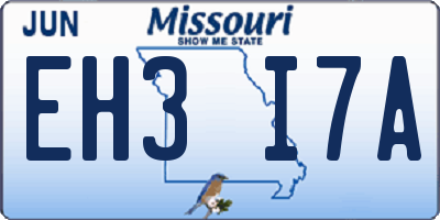 MO license plate EH3I7A