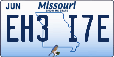 MO license plate EH3I7E