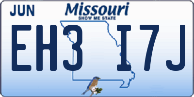 MO license plate EH3I7J