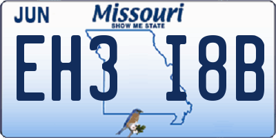 MO license plate EH3I8B